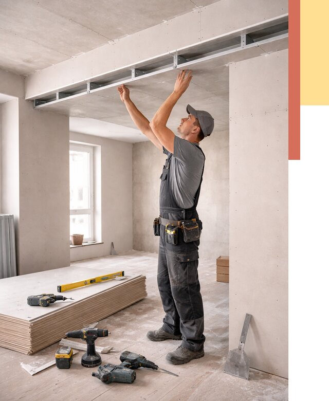 Потолок из гипсокартона с нишей в Нижнеудинске от 1271 руб. под ключ | ОТДЕЛОЧНИК-Нжк