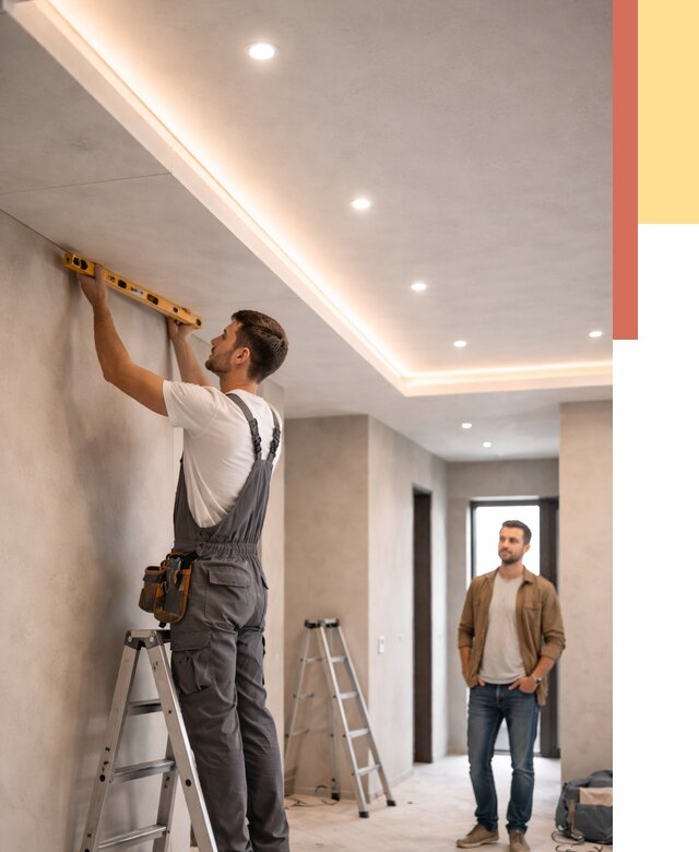 Потолок из гипсокартона с подсветкой в Нижнеудинске от 763 руб./м2 под ключ | ОТДЕЛОЧНИК-Нжк