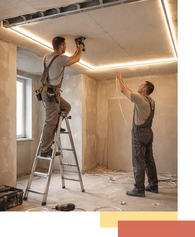 Потолок из гипсокартона с подсветкой в Нижнеудинске