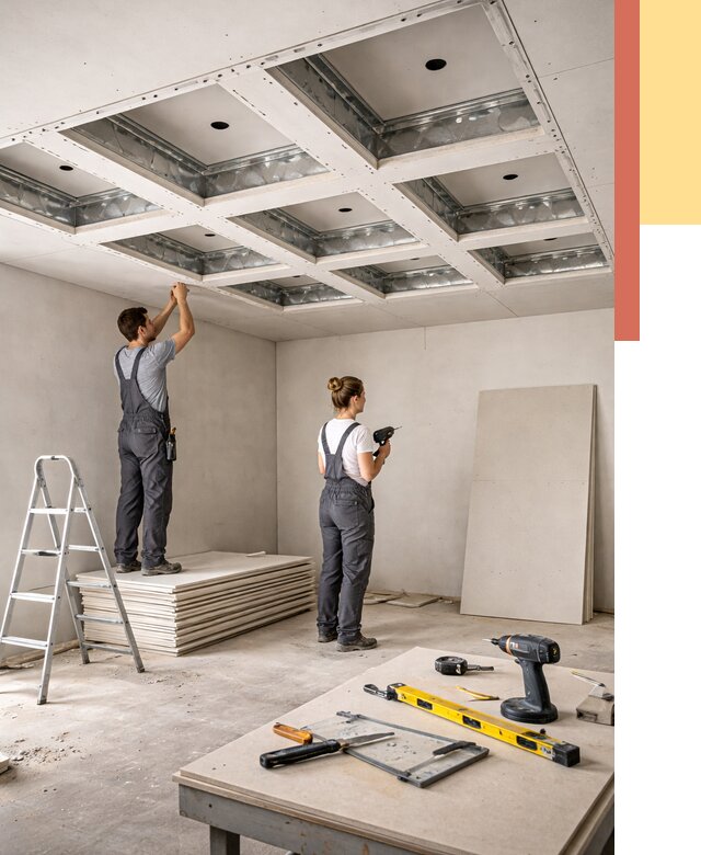 Кессонный потолок из гипсокартона в Нижнеудинске от 1882 руб. — монтаж и под ключ | ОТДЕЛОЧНИК-Нжк