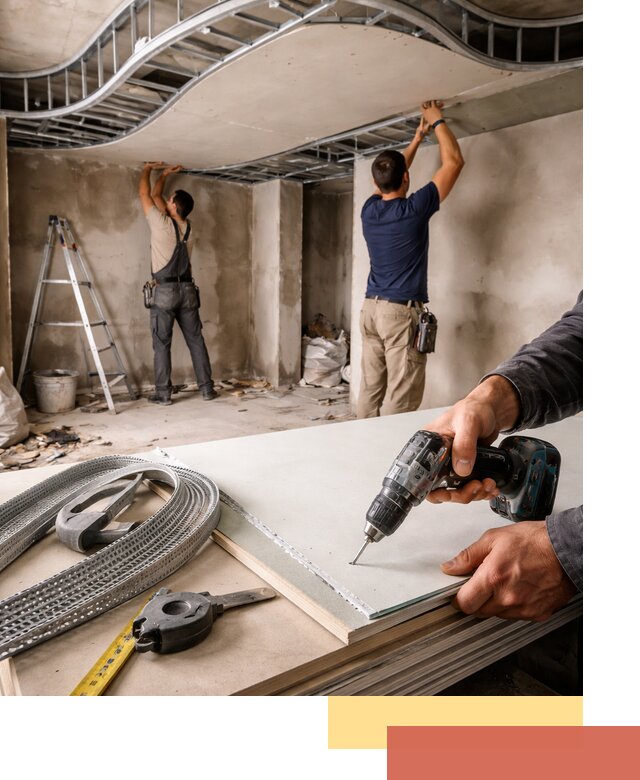 Криволинейный потолок из гипсокартона в Нижнеудинске — монтаж и отделка