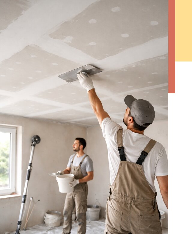 Шпаклевка потолка из гипсокартона в Нижнеудинске от 3255 руб./м2 — услуги под ключ | ОТДЕЛОЧНИК-Нжк