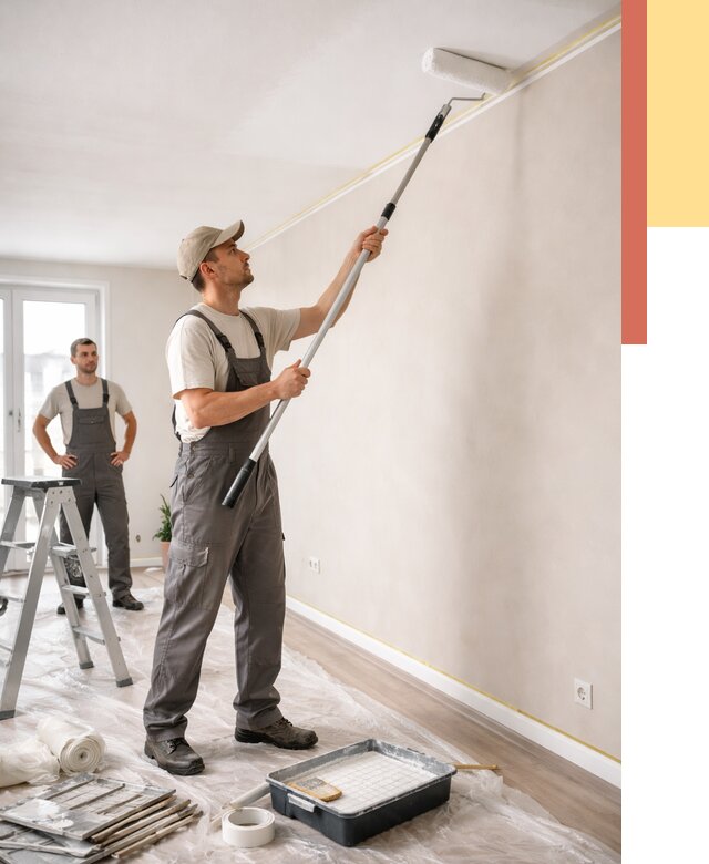 Покраска потолка из гипсокартона в Нижнеудинске от 4577 руб./м2 — услуги под ключ | ОТДЕЛОЧНИК-Нжк