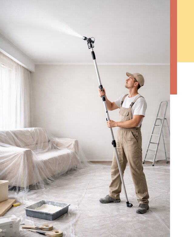 Покраска потолка краскопультом в Нижнеудинске от 4577 руб. быстро и недорого | ОТДЕЛОЧНИК-Нжк